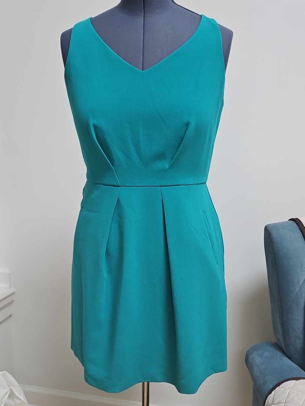 LOFT Teal Sleeveless V-Neck Mini Dress